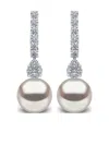 Yoko London 18k White Gold South Sea-pearl And Diamond Earrings In Silver