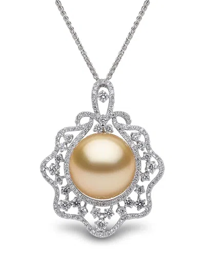 Yoko London 18k White Gold South Sea-pearl And Diamond Pendant In Silver