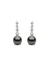 Yoko London 18k White Gold Tahitian Pearl And Diamond Earrings In Gray