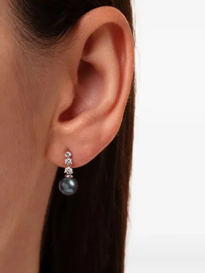 Yoko London 18k White Gold Tahitian Pearl And Diamond Earrings