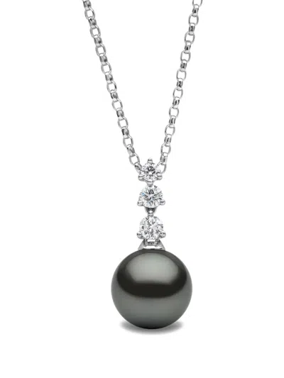 Yoko London 18k White Gold Tahitian Pearl And Diamond Pendant In Metallic