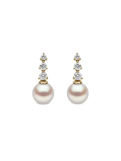 Yoko London 18k Yellow Gold Akoya Pearl And Diamond Earrings