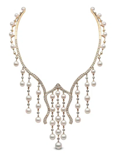 Yoko London 18k Yellow Gold Akoya-pearl And Diamond Necklace