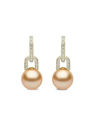 Yoko London 18k Yellow Gold Jazz Pearl And Diamonds Earrings