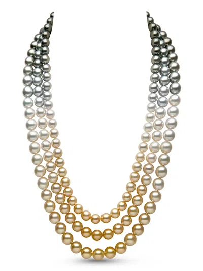 Yoko London 18kt Yellow Gold Ombré Pearl Necklace