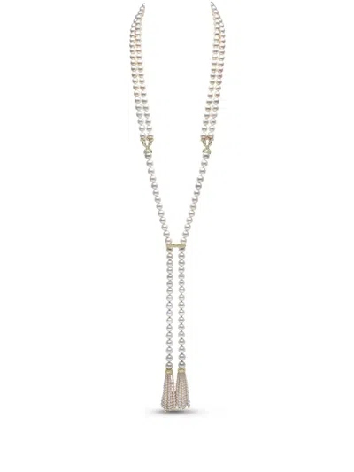 Yoko London 18k Yellow Gold Tassel Freshwater-pearl And Diamond Necklace