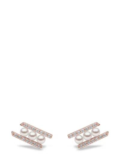 Yoko London 18kt Rose Gold Akoya Pearl And Diamond Earrings In 9