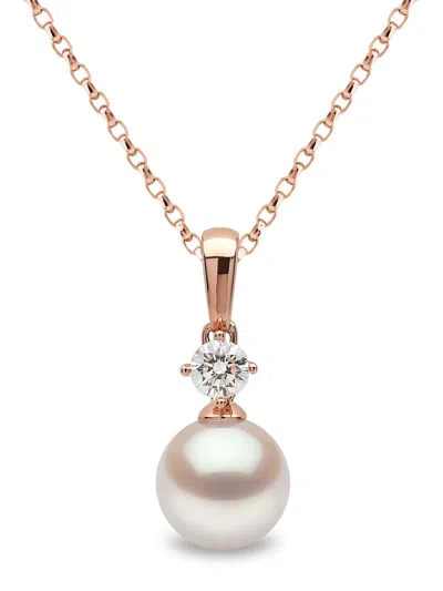 Yoko London 18kt Rose Gold Akoya Pearl And Diamond Necklace In 9
