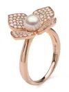 Yoko London 18kt Rose Gold Petal Akoya Pearl And Diamond Ring In 9