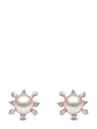 Yoko London 18kt Rose Gold Trend Akoya Pearl And Diamond Earrings In 9