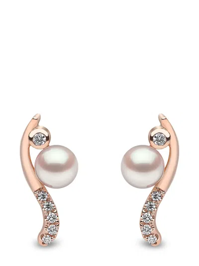 Yoko London 18kt Rose Gold Trend Freshwater Pearl And Diamond Earrings In 9