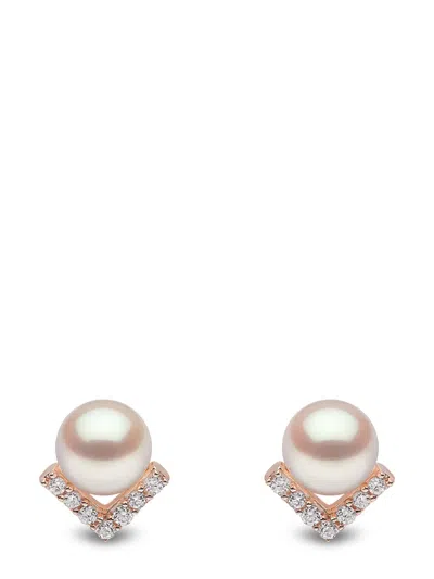 Yoko London 18kt Rose Gold Trend Freshwater Pearl And Diamond Earrings In 9