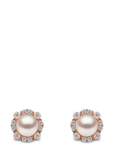 Yoko London 18kt Rose Gold Trend Freshwater Pearl And Diamond Earrings In 9