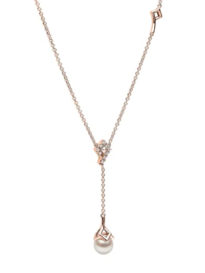 Yoko London 18kt Rose Gold Trend Freshwater Pearl And Diamond Necklace In 9