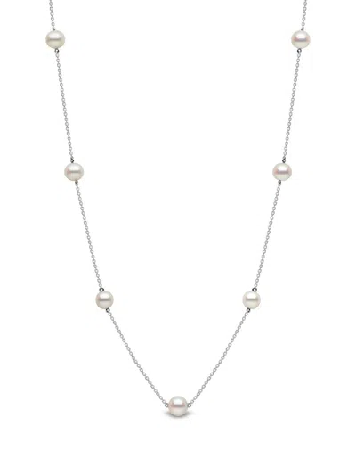 Yoko London 18kt White Gold Classic Pearl Necklace In Silver