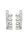 Yoko London 18kt White Gold Eclipse Akoya Pearl And Diamond Hoop Earrings In Silber