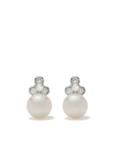 Yoko London 18kt White Gold Trend Freshwater Pearl And Diamond Earrings In 7
