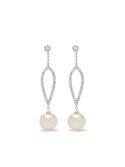 Yoko London 18kt White Gold Trend Freshwater Pearl And Diamond Earrings In 7