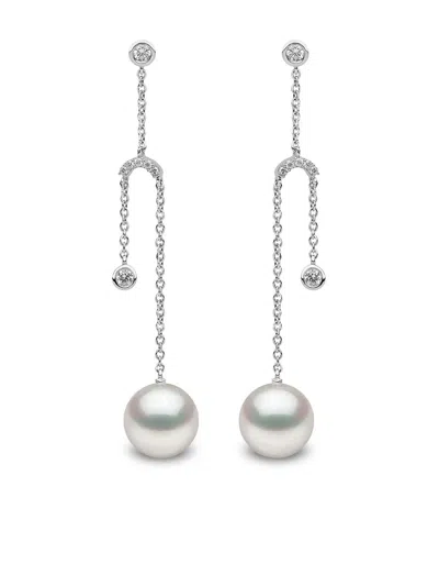 Yoko London 18kt White Gold Trend Freshwater Pearl And Diamond Earrings In 7