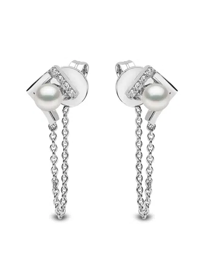 Yoko London 18kt White Gold Trend Freshwater Pearl And Diamond Earrings In 7