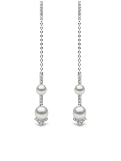 Yoko London 18kt White Gold Trend Freshwater Pearl And Diamond Earrings In 7