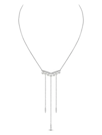 Yoko London 18kt White Gold Trend Freshwater Pearl And Diamond Necklace In 7