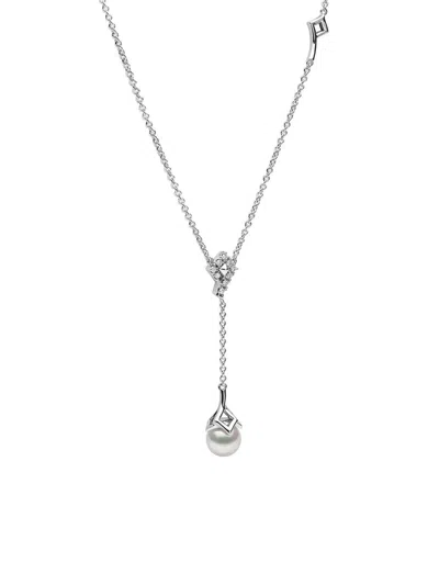 Yoko London 18kt White Gold Trend Freshwater Pearl And Diamond Necklace In 7