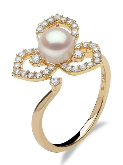 Yoko London 18kt Yellow Gold Petal Pearl And Diamond Ring