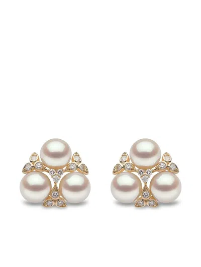 Yoko London 18kt Yellow Gold Raindrop Akoya Pearl And Diamond Earrings