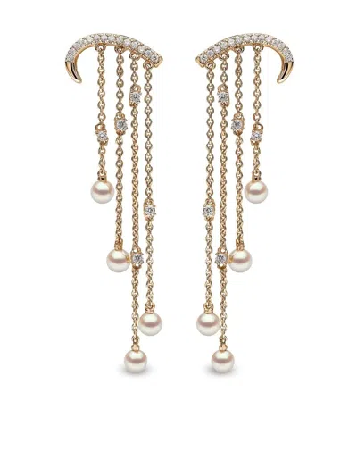 Yoko London 18kt Yellow Gold Sleek Akoya Pearl And Diamond Earrings