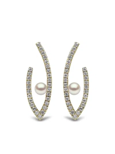 Yoko London 18kt Yellow Gold Sleek Akoya Pearl And Diamond Earrings