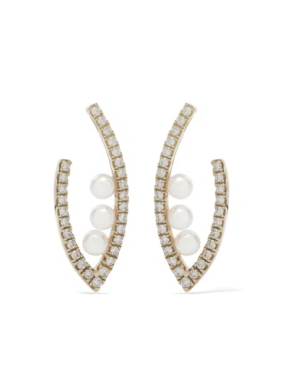 Yoko London 18kt Yellow Gold Sleek Akoya Pearl And Diamond Earrings