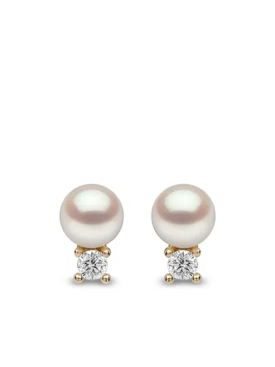 Yoko London 18kt Yellow Gold Trend Diamond And Pearl Stud Earrings