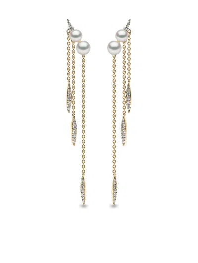 Yoko London 18kt Yellow Gold Trend Freshwater Pearl And Diamond Chain Earrings
