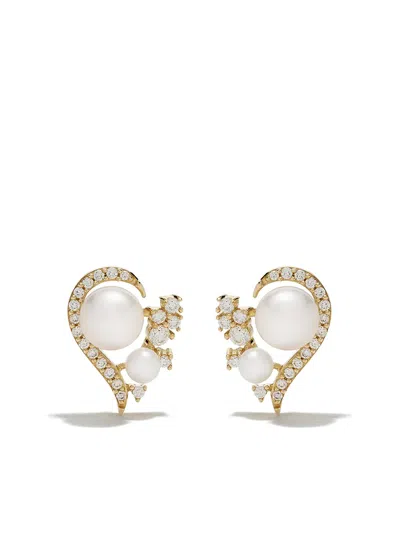 Yoko London 18kt Yellow Gold Trend Freshwater Pearl And Diamond Earrings In 6