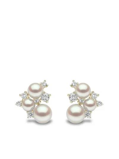 Yoko London 18kt Yellow Gold Trend Freshwater Pearl And Diamond Earrings In White