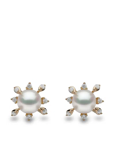 Yoko London 18kt Yellow Gold Trend Freshwater Pearl And Diamond Stud Earrings