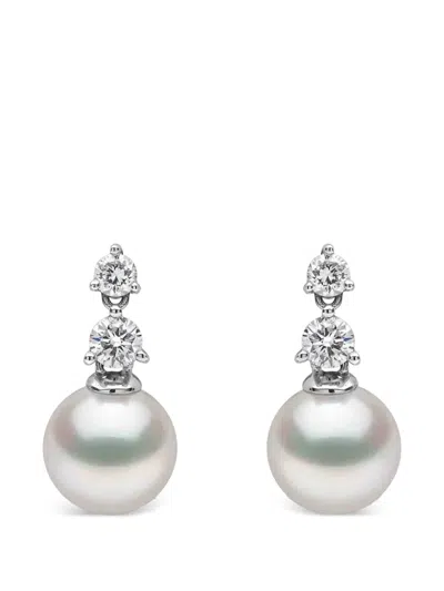 Yoko London Akoya Pearl And Diamond Earrings In Metallic