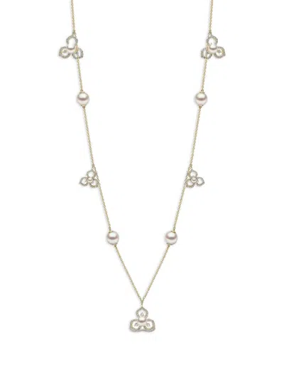 Yoko London Akoya Pearl Diamond Necklace In Gold