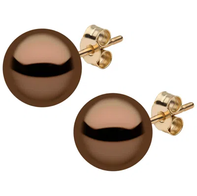 Pre-owned Yoko London Chocolate Colour Tahitian Pearl Stud Earrings In 18k Yellow Gold