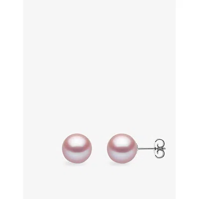 Yoko London Classic 18ct White-gold And Pink Cultured Pearl Stud Earrings