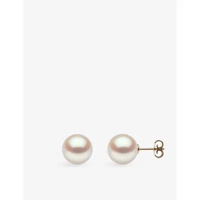 Yoko London Classic 18ct Yellow-gold And Cultured Pearl Stud Earrings&nbsp; In White