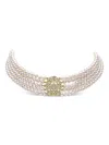 Yoko London Classic Diamond And Pearl Choker In Brown