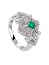 Yoko London Cleopatra Emerald And Diamond Ring In Silver