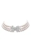 Yoko London Contessa Diamond And Pearl Choker In Metallic