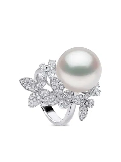 Yoko London Contessa Pearl And Diamond Ring In Metallic