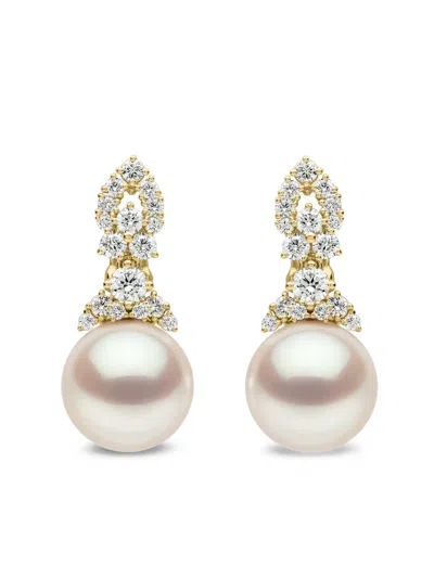 Yoko London Duchess Diamond And Pearl Earrings In Brown