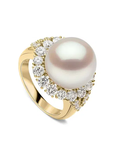 Yoko London Duchess Diamond And Pearl Ring In Gold