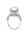 Yoko London Duchess Diamond And Pearl Ring In Silver