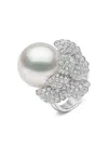 Yoko London Duchess Diamond And Pearl Ring In Silver